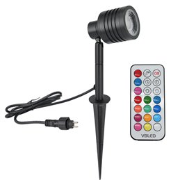 Garden floodlight with replaceable RGBW bulb 9W Black 12V AC/DC and IR remote control