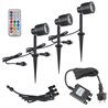 Set di 3 proiettori da giardino con lampadina RGBW sostituibile 3X9W Nero 12V AC/DC e telecomando IR