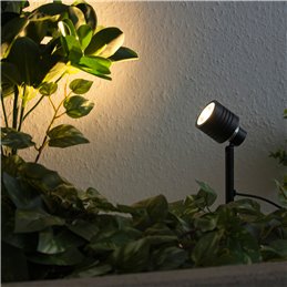 Set di 3 proiettori da giardino con lampadina RGBW sostituibile 3X9W Nero 12V AC/DC e telecomando IR