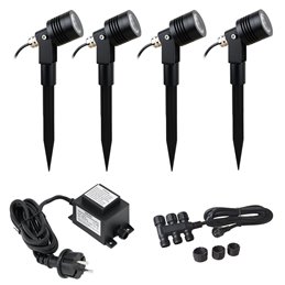 Set of 3 LED garden spotlights Garden pond light 12V, stainless steel IP68 with MR16 bulb 5W