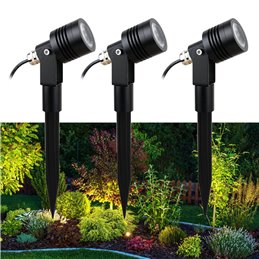 Set of 3 LED garden spotlights Garden pond light 12V, stainless steel IP68 with MR16 bulb 5W