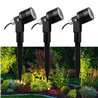 Set of 3 6W LED garden spotlights warm white 12V with power supply unit and distribution cable