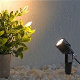 Set of 3 6W LED garden spotlights warm white 12V with power supply unit and distribution cable