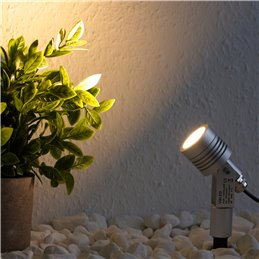 VBLED - LED-Lampe, LED-Treiber, Dimmer online beim Hersteller kaufen|3er-Set 6W Gartenleuchte Gartenstrahler Silber 3000K 12V Warmweiß mit Erdspieß und Trafo