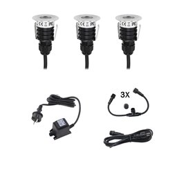 Celino" recessed floor luminaire 3-KIT twilight sensor /12V incl. light source (replaceable), transformer & conn