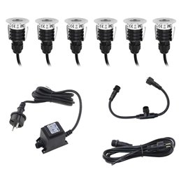 Set of 3 LED garden spotlights Garden pond light 12V, stainless steel IP68 with MR16 bulb 5W