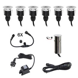 Set di 6 spot da incasso a pavimento "EZDIM" bianco caldo 6W 12V AC/DC