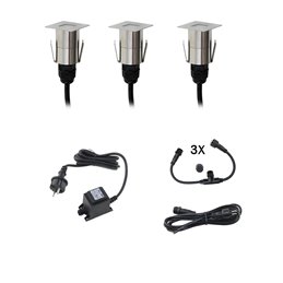 Celino" recessed floor luminaire 3-KIT twilight sensor /12V incl. light source (replaceable), transformer & conn