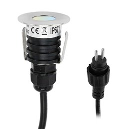 Foco empotrable de suelo LED con casquillo orientable con bombilla de 5,5 W y conector de cable de 3 vías