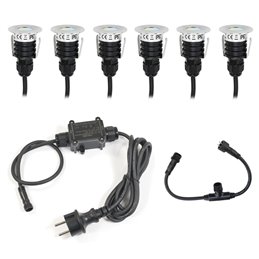 Set of 6 Mini LED Recessed Floor Lights Switchable warm white 3000K and cool white 6000K 12VDC 3 STEP DIM
