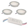 Set van 3 inbouwspots Extra plat aluminium warm-wit