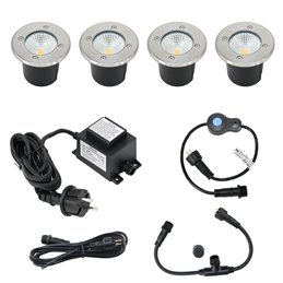Set of 4 "EZDIM" recessed floor spots warm white 6W 12V AC/DC