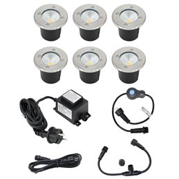 Set of 3 recessed luminaires Extra flat aluminium black 3000K with LED power supply unit