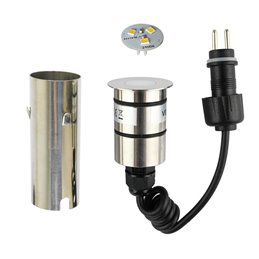 Juego de 5 luminarias LED empotrables en el suelo de acero inoxidable, redondas, 12 V, 3000 K Regulador de intensidad de 3 nivel