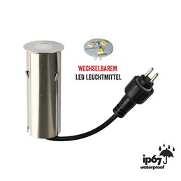 Juego de 5 luminarias LED empotrables en el suelo de acero inoxidable, redondas, 12 V, 3000 K Regulador de intensidad de 3 nivel
