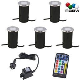 Foco empotrable de suelo LED con casquillo orientable con bombilla de 5,5 W y conector de cable de 3 vías