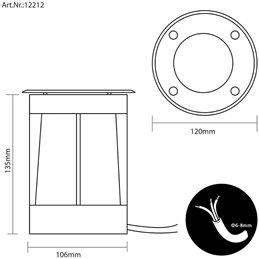 Spot LED orientabile da incasso a pavimento 230V AC IP67 protetto dall'acqua senza lampadina