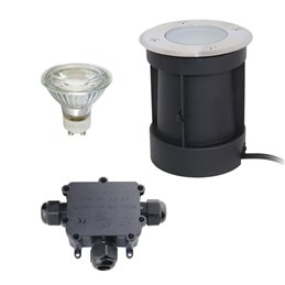 Celino" recessed floor luminaire 3-KIT twilight sensor /12V incl. light source (replaceable), transformer & conn