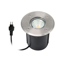 Juego de 5 luminarias LED empotrables en el suelo de acero inoxidable, redondas, 12 V, 3000 K Regulador de intensidad de 3 nivel