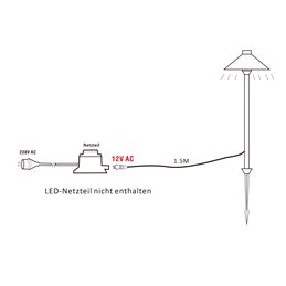 Gartus LED Bollard Light 12V AC/DC 6W 3000K