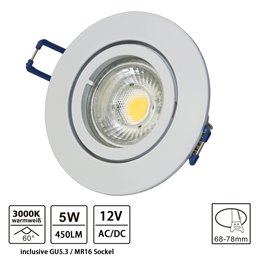 Luminaire encastré et apparent orientable à LED - 4W - IP20 - 12V - WW- 175L