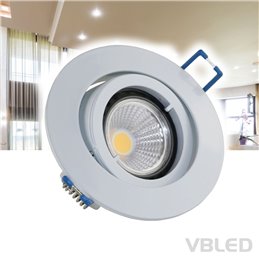 LED COB recessed spotlight - angular - white - glossy - 7W