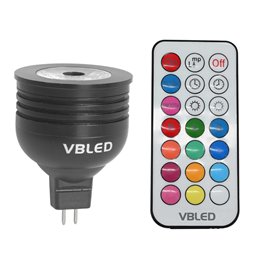 Iluminador RGB+WW regulable con mando a distancia IR- MR16/GU5.3 -3000K 7W