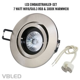 VBLED LED COB recessed spotlight - round - die-cast - brushed - 7W