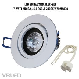 LED COB inbouwspot - hoekig - wit - glanzend - 7W