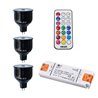 VBLED - LED-Lampe, LED-Treiber, Dimmer online beim Hersteller kaufen|3er SET - 7W RGB+W LED Birnen / 12V AC/DC / MR16/GU5.3 / Dimmbar (4 Stufen) inkl. Fernbedienung