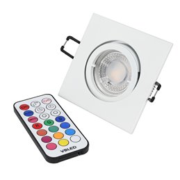 LED COB recessed spotlight - angular - white - glossy - 7W