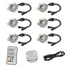 Juego de 6 focos empotrables LED RGBW con controlador y mando a distancia 12VDC