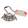Recessed spotlight set with 5W LED modules dimmable mains adapter and mounting frame in brushed silver optics round