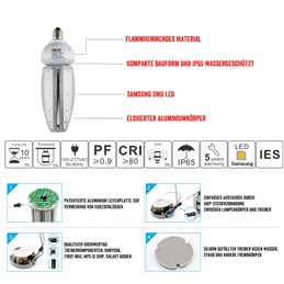 HQL Ampoule de remplacement LED E27 30W ampoule maïs LED, 4000K