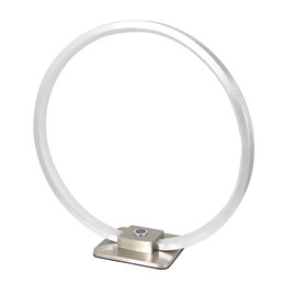 Lámpara LED decorativa de sobremesa en forma de anillo, Ø 28cm, 15W 3000K 430lm 300°, aluminio, plata