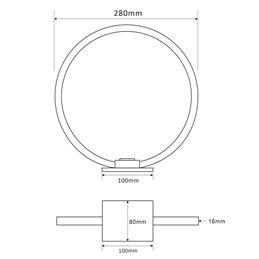 Lámpara LED decorativa de sobremesa en forma de anillo, Ø 28cm, 15W 3000K 430lm 300°, aluminio, plata