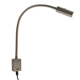 Premium LED wall, bed and reading lamp with gooseneck and USB connection