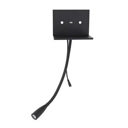 Flexible LED wall lamp "CORWIN" reading lamp + USB port - black