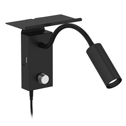 Flexible LED wall lamp "CORWIN" reading lamp + USB port - black