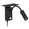 Flexible LED wall lamp "CORWIN" reading lamp + USB port - black