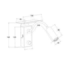 VBLED - LED-Lampe, LED-Treiber, Dimmer online beim Hersteller kaufen|Flexible LED-Wandlampe "CORWIN" Leselampe + USB-Port - schwarz