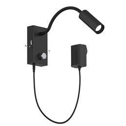 Applique LED flexible "CORWIN" lampe de lecture + port USB - noir