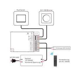 "INATUS" SET - LED Dimmer 12-24V DC 240-480W incl. 1-kanaals afstandsbediening