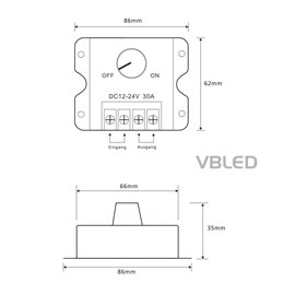 VBLED - LED-Lampe, LED-Treiber, Dimmer online beim Hersteller kaufen|LED Drehdimmer 12-24V DC 24A