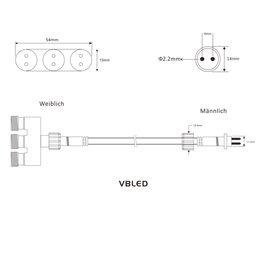 Gartus 3-way distribution cable 12V for outdoor use