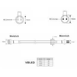 Gartus 5m cavo di prolunga 12V - uso esterno