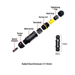 2pcs Kabelschakelaar Waterdichte IP68 Verbindingsdoos Verbindingsmof 5-polig voor Ø4-14mm