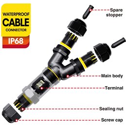 2pcs Kabelschakelaar Waterdichte IP68 Verbindingsdoos Verbindingsmof 5-polig voor Ø4-14mm