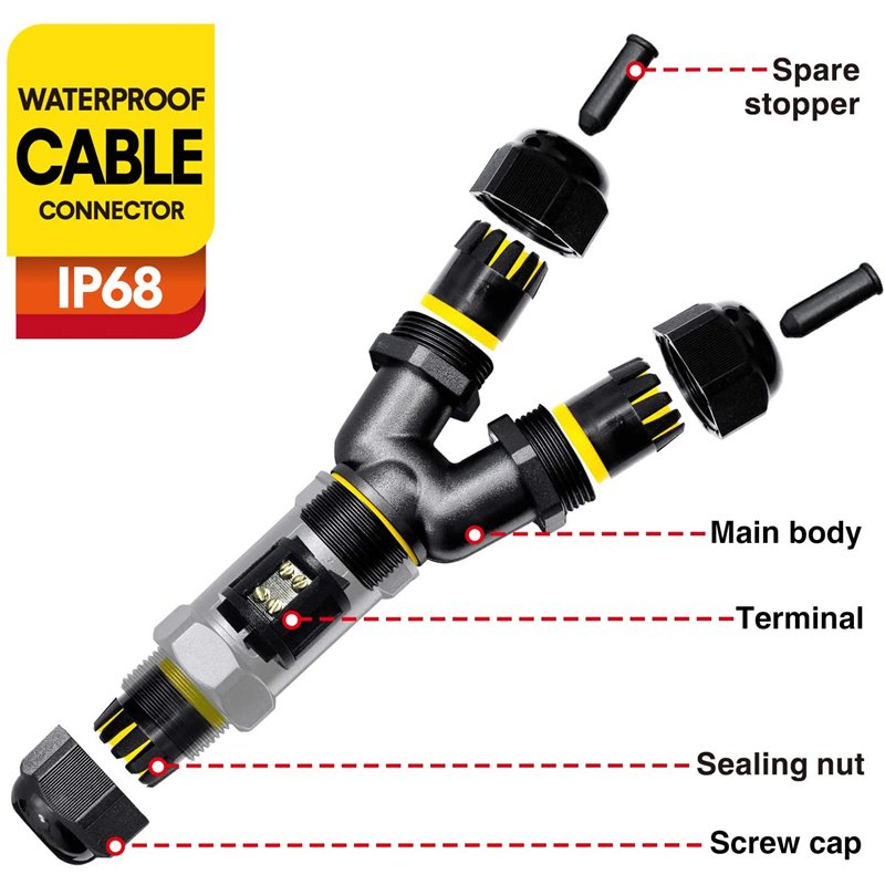 Verteilerdose wasserdicht 3-polig IP68 Outdoor