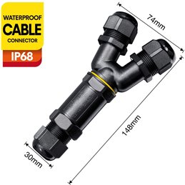 2pcs Conector de cable Caja de conexiones impermeable IP68 Caja de conexiones al aire libre en forma de Y de 3 polos